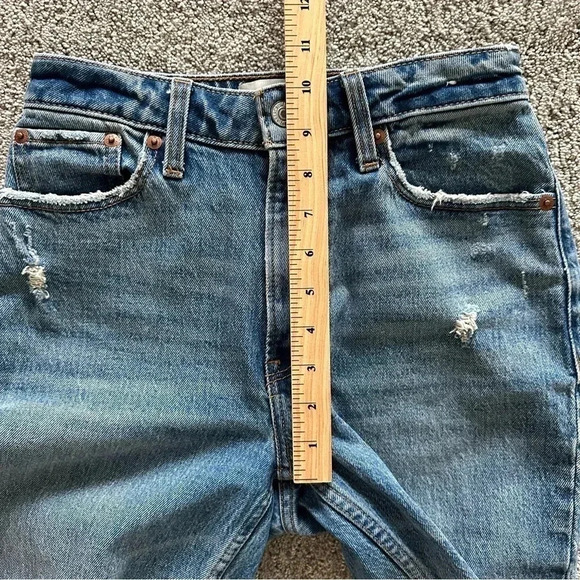 Abercrombie & Fitch Curve Love Mom High Rise Distressed Jeans 24/00 Regular - Picture 7 of 9